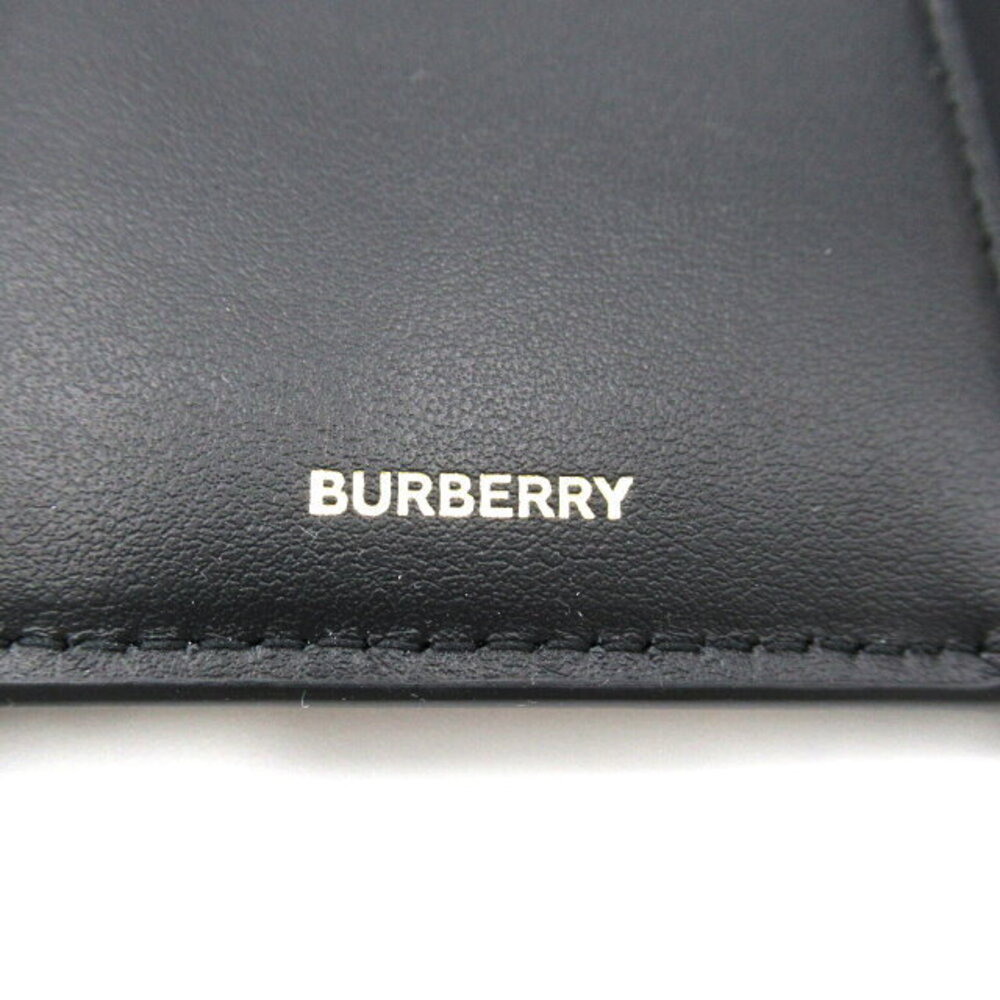 Burberry Wallet Leather Beige Canvas fold Tri Black - Picture 8 of 8